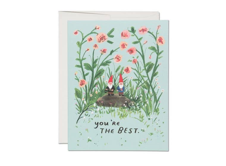 Garden Gnomes friendship greeting card Red Cap Cards