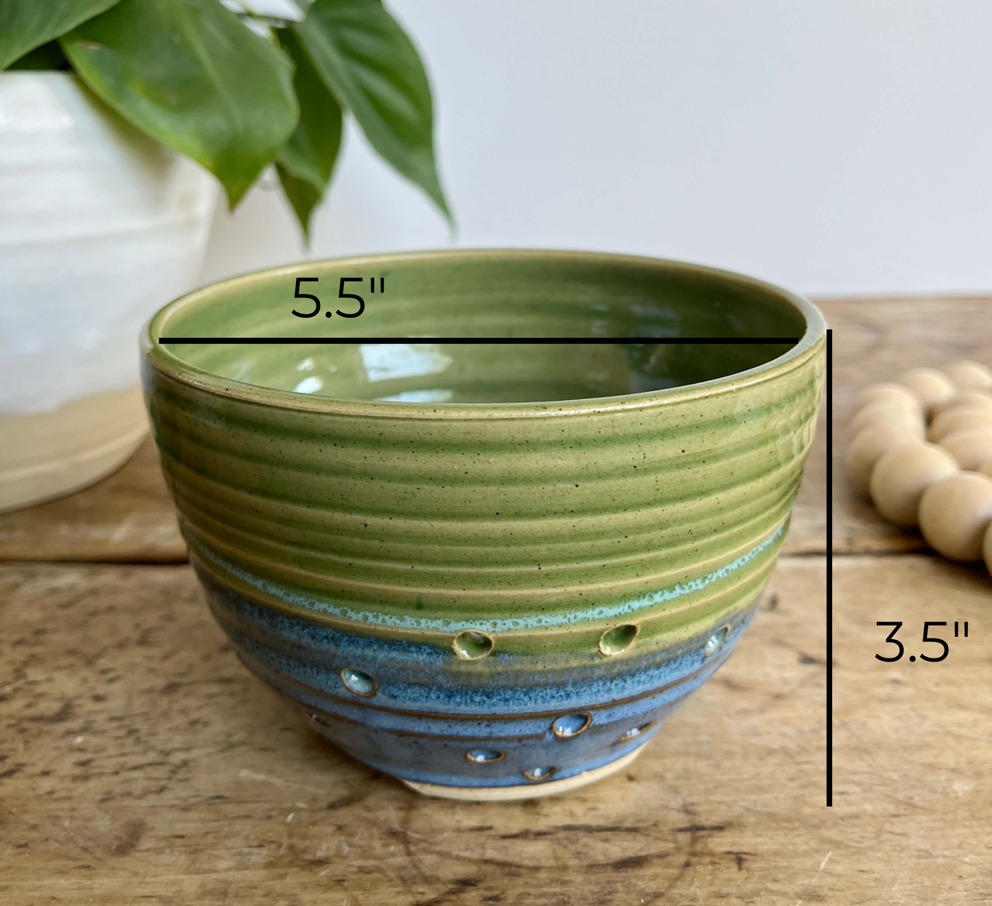 Classic Summer Berry Bowl With Saucer - Ceramic Colander