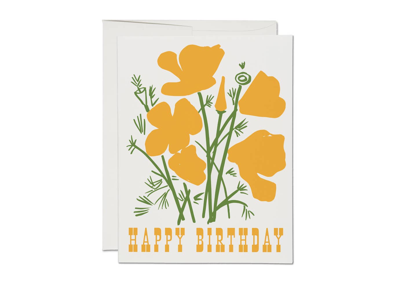 California Poppy birthday greeting card Red Cap Cards