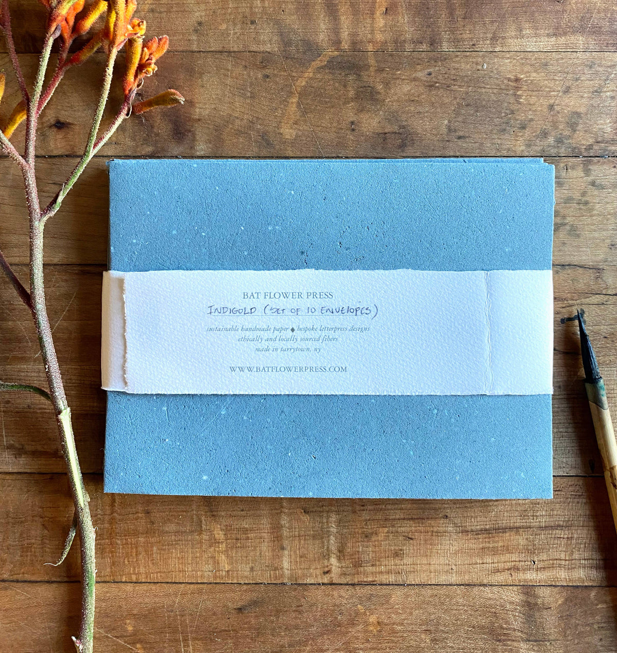 Indigold handmade 6.5 x 5" set of paper & envelopes