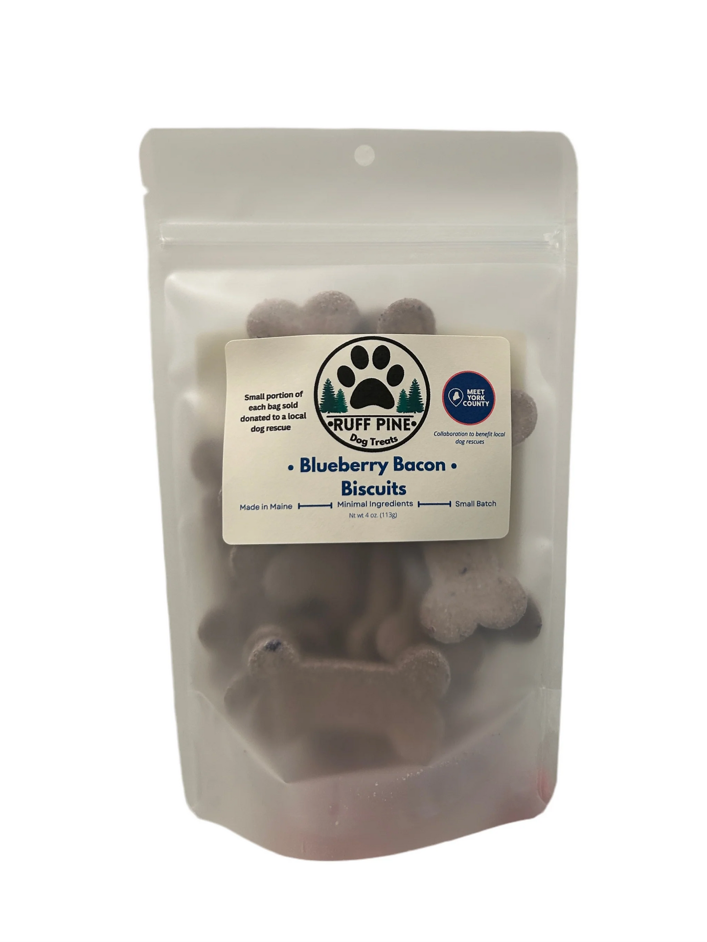 Dog Treats, Blueberry Bacon Biscuits (4 oz) - Ruff Pine Dog Treats