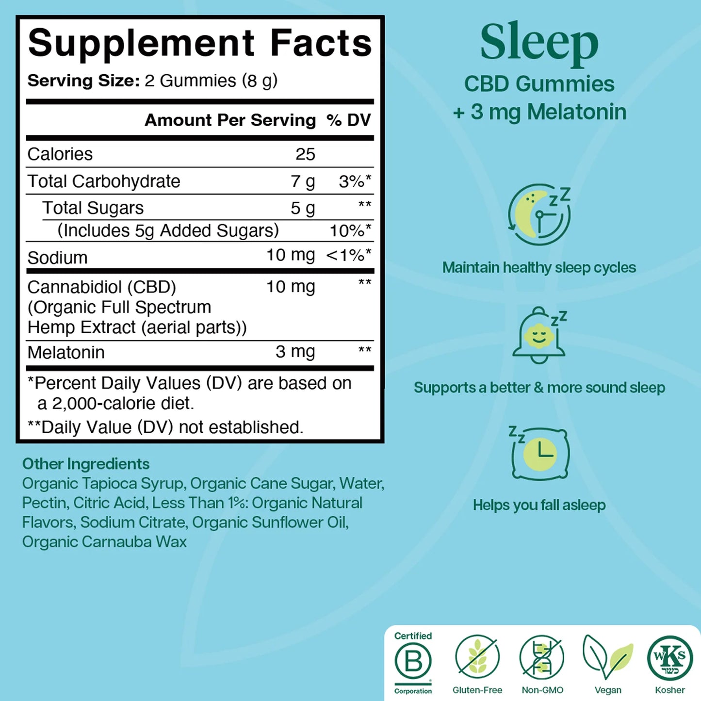 Sleep CBD Gummies + 3 mg Melatonin - Raspberry (60 gummies)