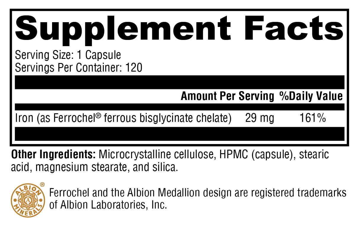 Iron Glycinate (120 veg caps)