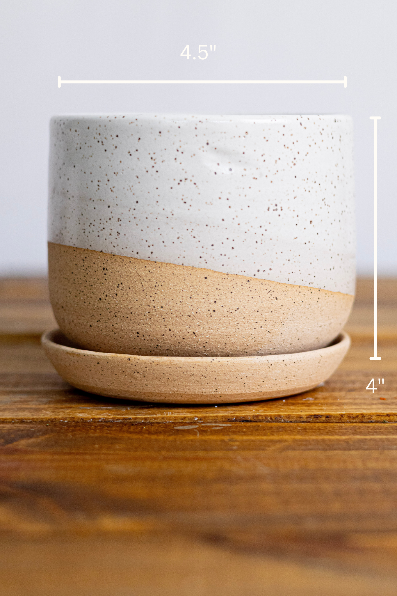 Handmade Ceramic Planter with Saucer – Wide Bottom