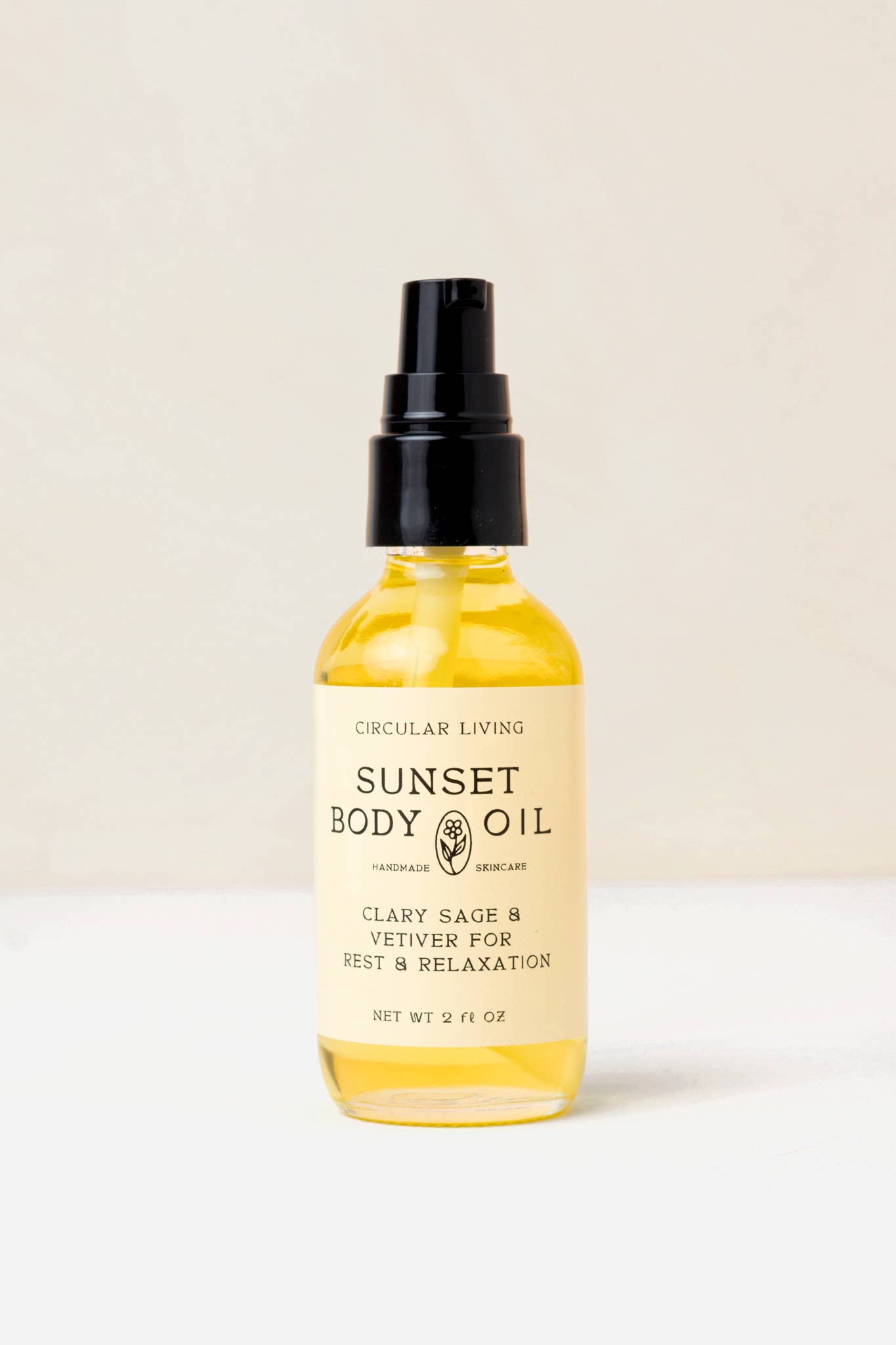 Sunset Body Oil, Clary Sage & Vetiver: Pump Top (Reusable) 4 fl oz
