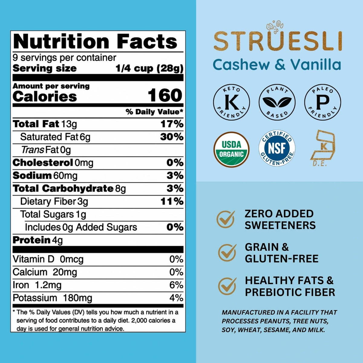 Struesli Granola Redefined - Cashew & Vanilla (9 oz)