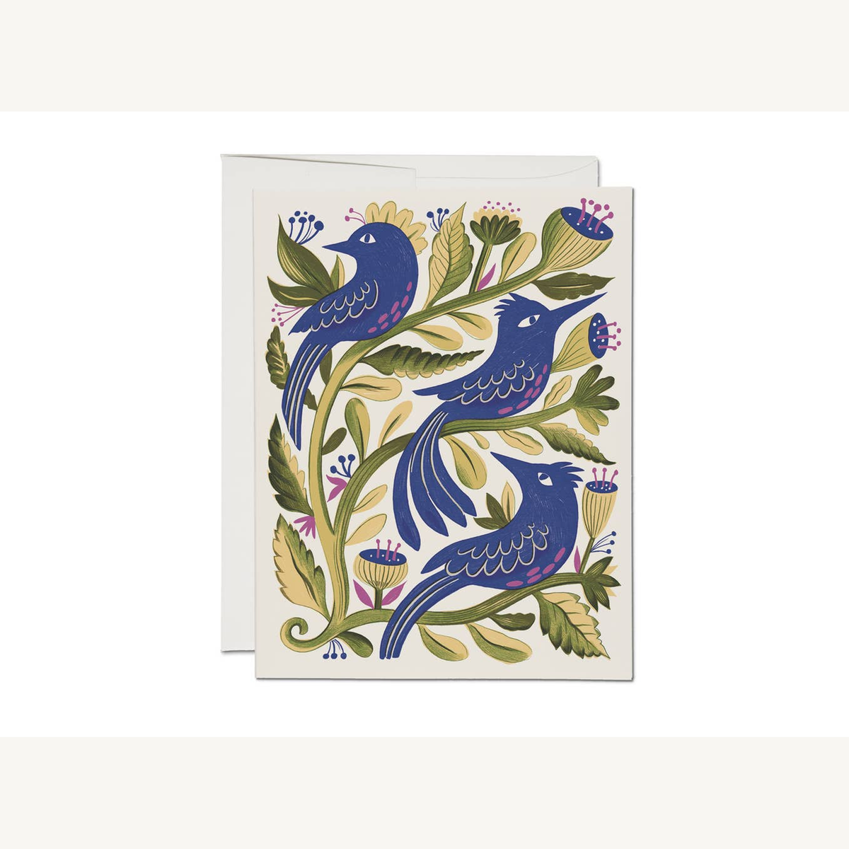 purple birds everyday greeting card_1