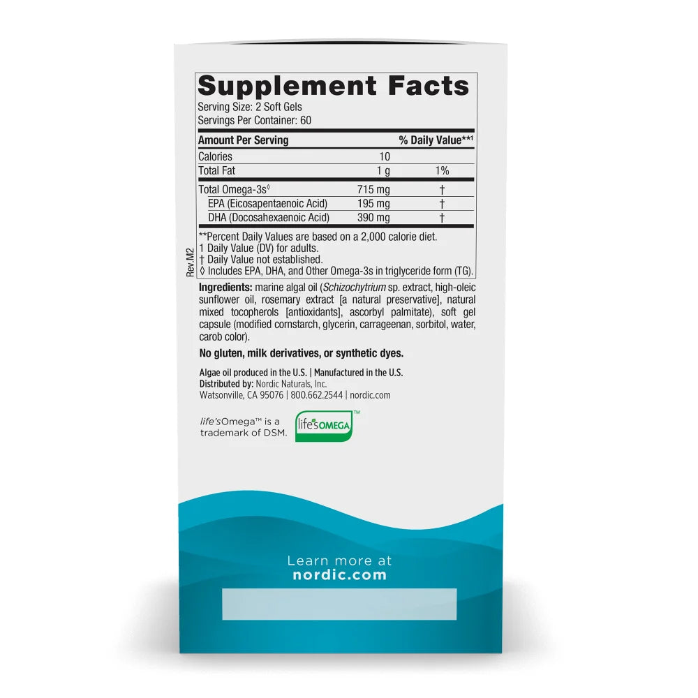 Nordic Naturals Algae Omega - Plant-based EPA & DHA (120 soft gels)