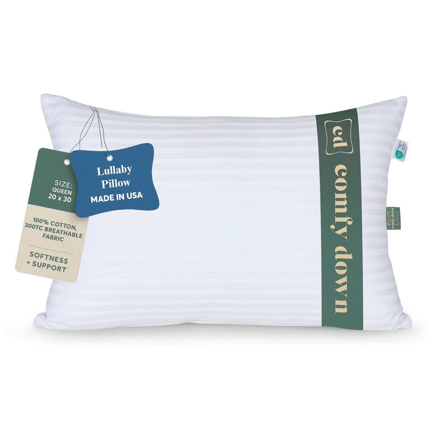 ComfyDown - ComfyDown Down Alternative Pillow for Back & Stomach Sleeper: Standard / Non-Gusset / Pack of 2