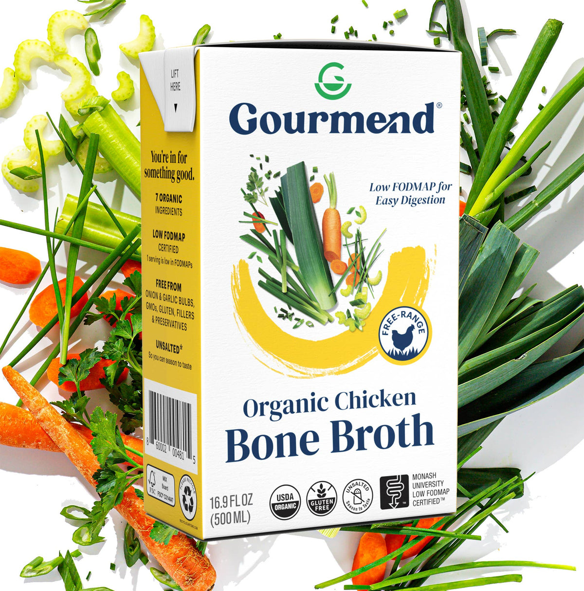 Gourmend Foods - Chicken Bone Broth (Organic, Low FODMAP, Unsalted)