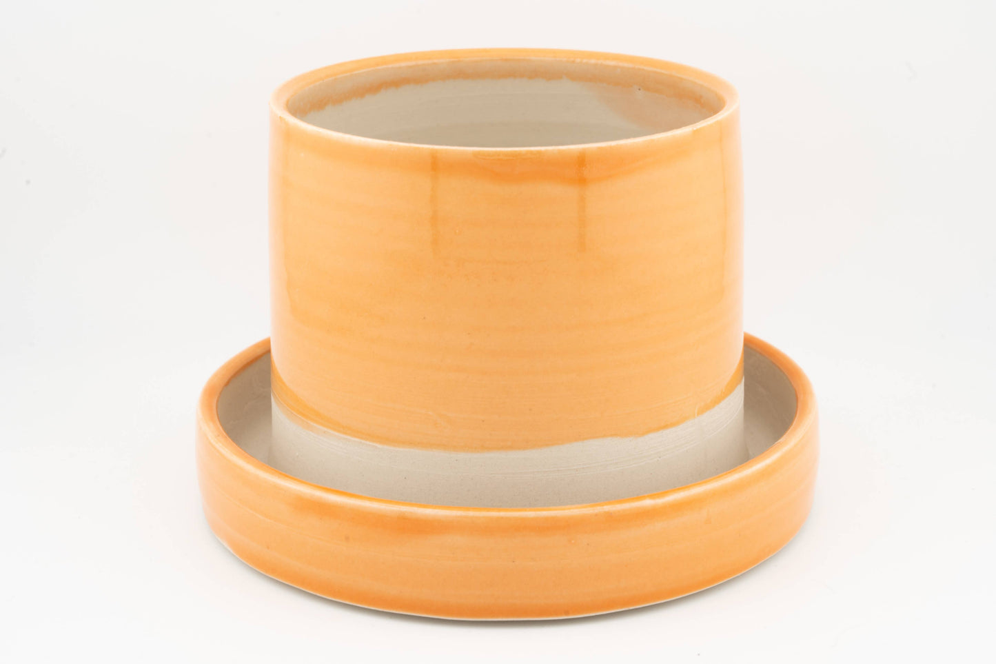 4" x 4" Planter attached base drainage, Handmade Ceramic