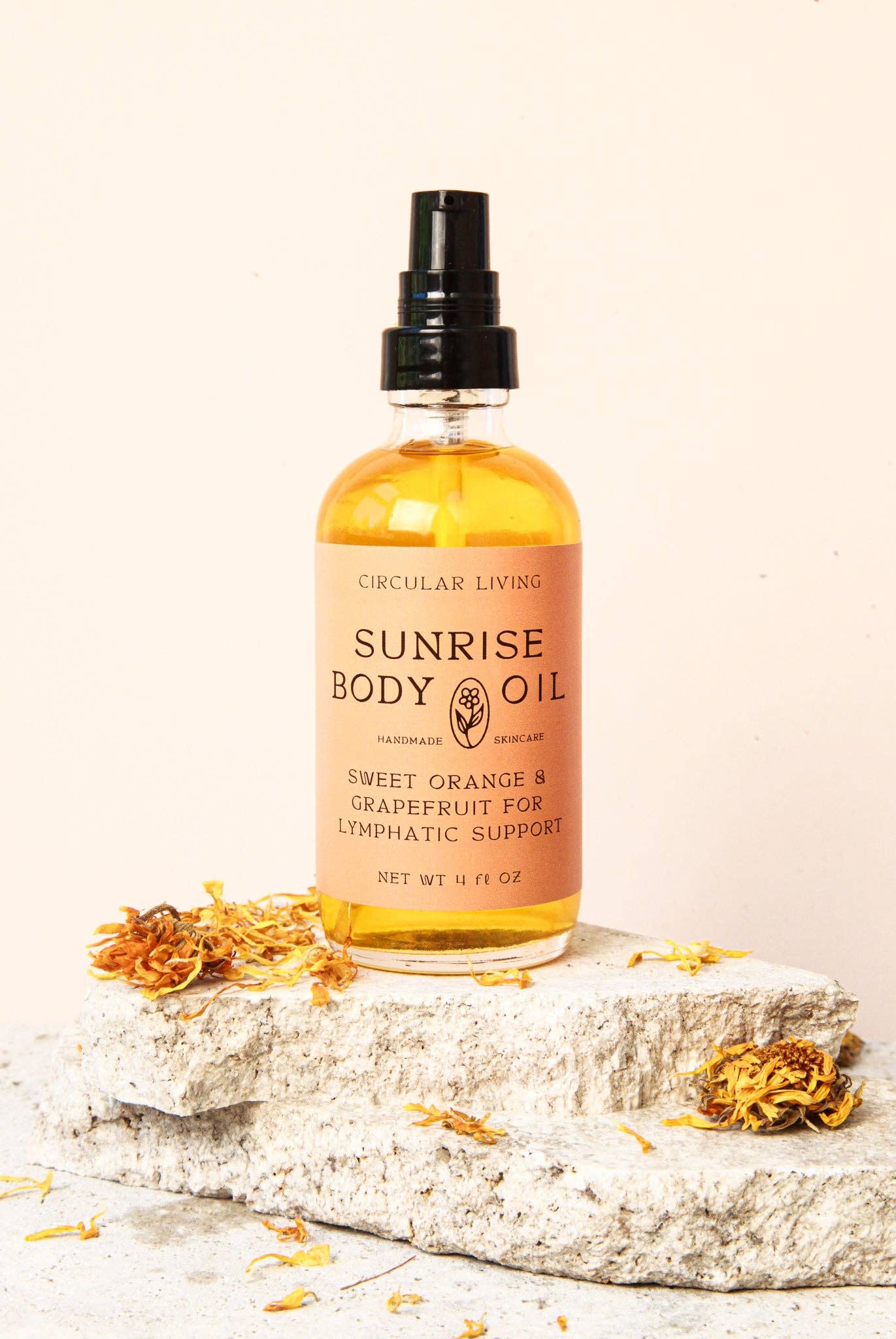 Sunrise Body Oil, Sweet Orange & Grapefruit: Pump Top (Reusable) 4 fl oz