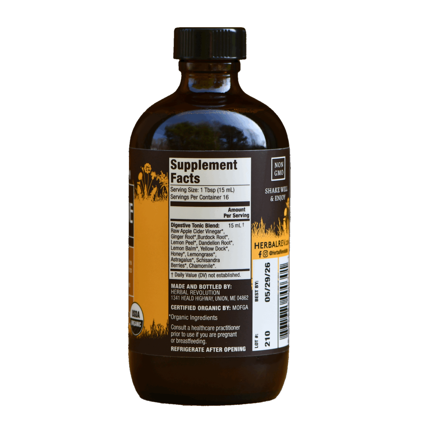 Digestive Tonic - Raw ACV w/Mother, Digestive + Detox Support (8 fl oz)