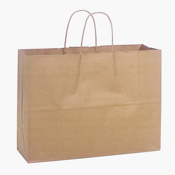 Nashville Wraps - Recycled Brown Kraft Paper Retail Shopping Bags: 300 Pack / Market Flat Handle 12x6.5x14"