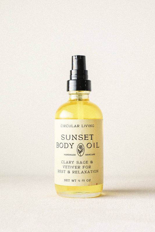 Sunset Body Oil, Clary Sage & Vetiver: Pump Top (Reusable) 4 fl oz