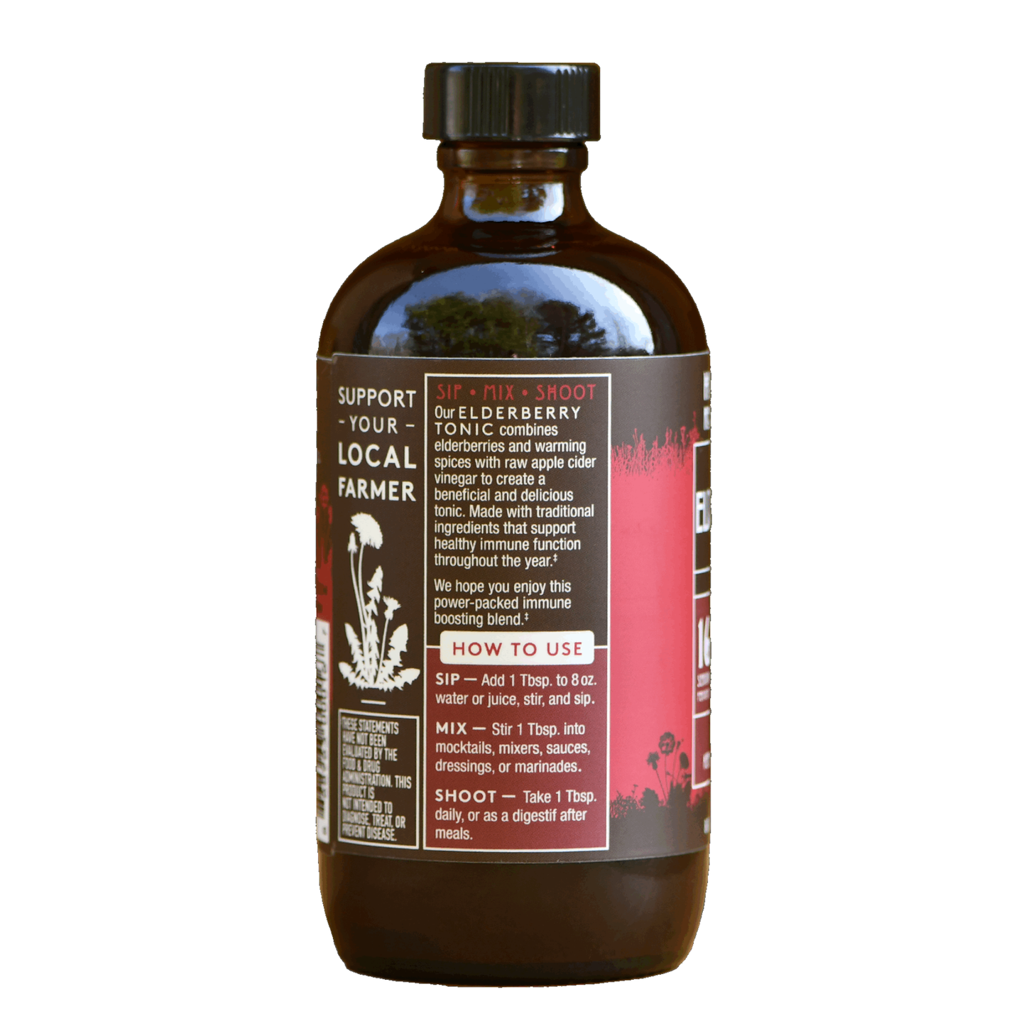 Elderberry Tonic - Raw ACV w/Mother, Digestive Support (8 fl oz)