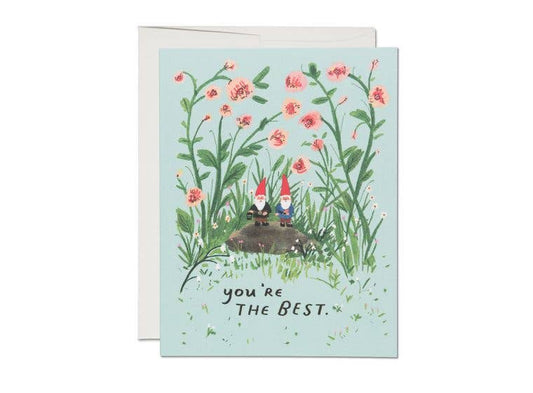 Garden Gnomes friendship greeting card Red Cap Cards