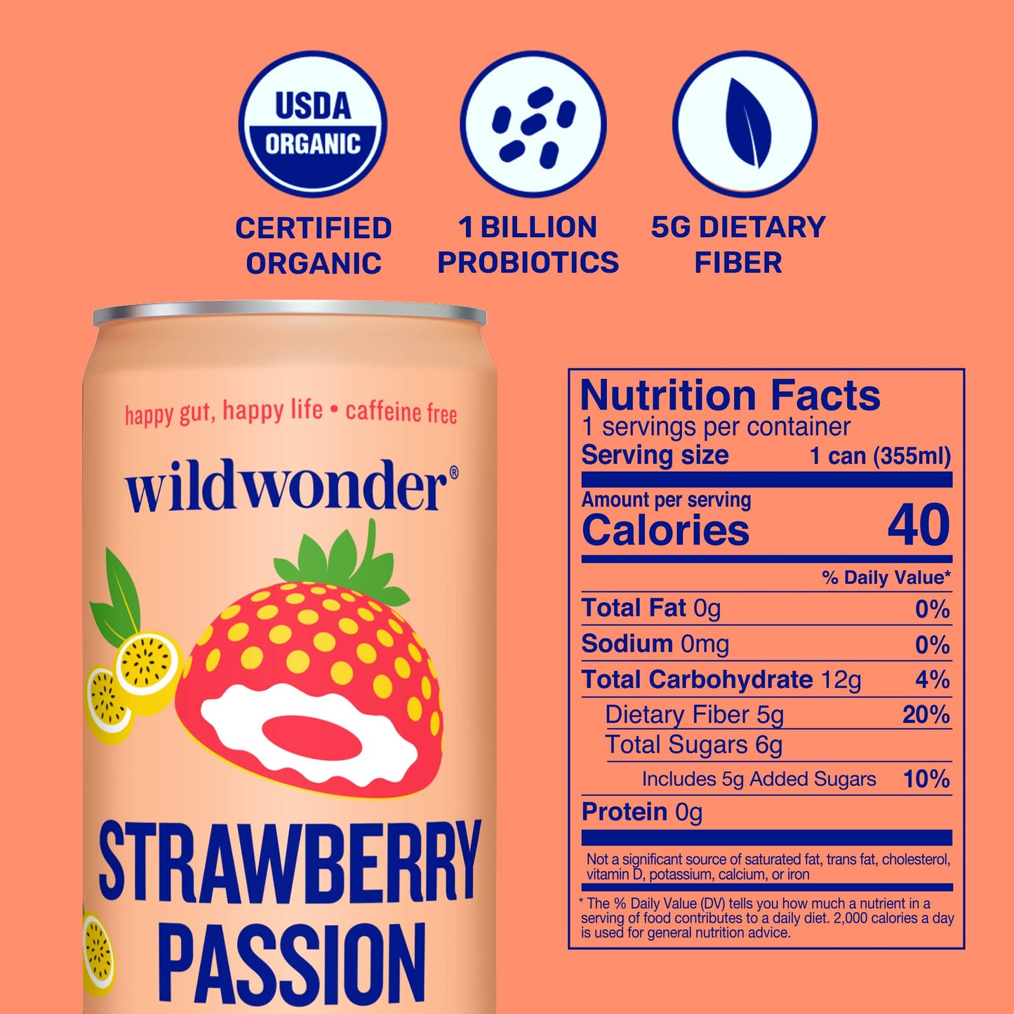 Strawberry Passion - Prebiotic + Probiotic Sparkling Drink (12 fl oz)