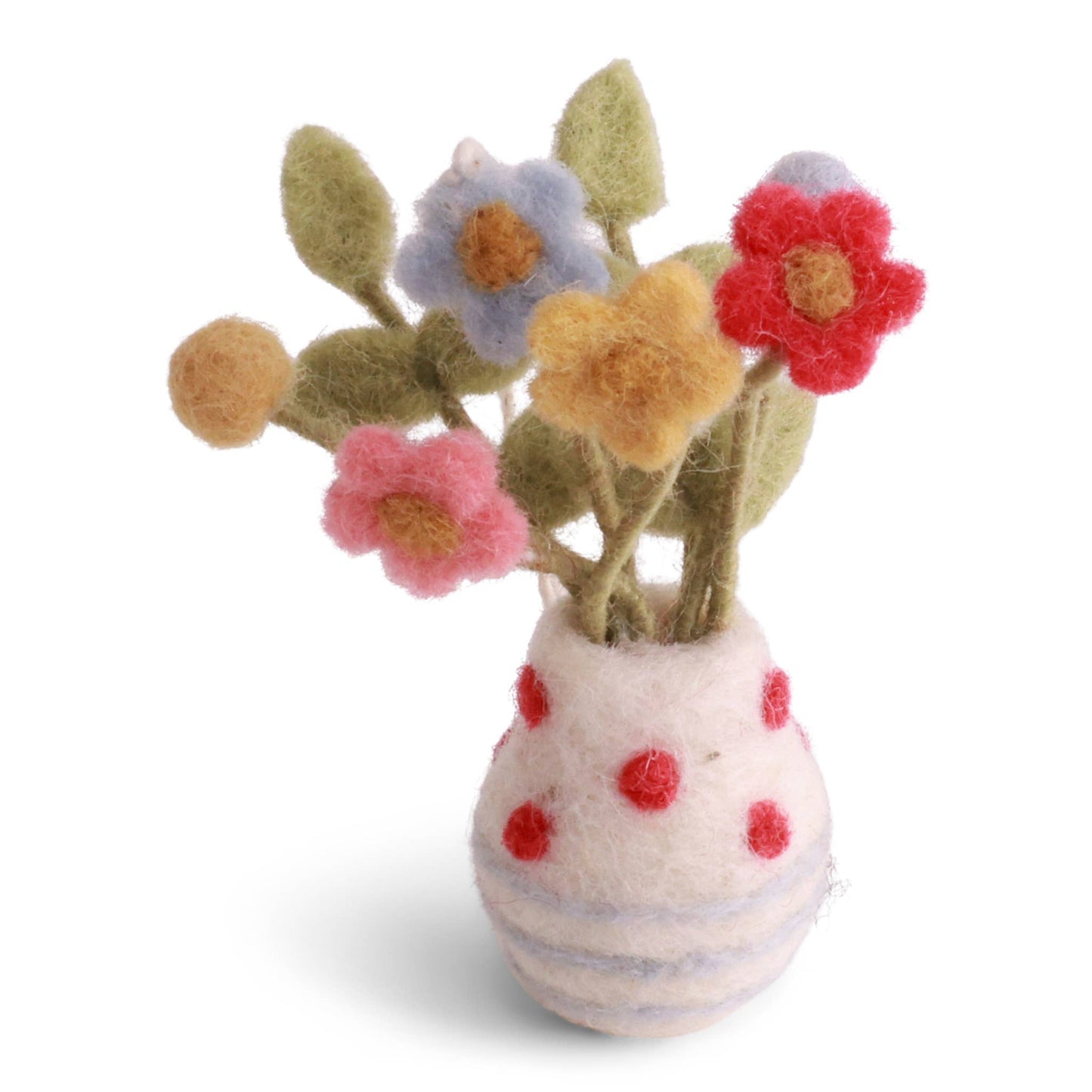 Vase w/Stripes, Dots & Flowers