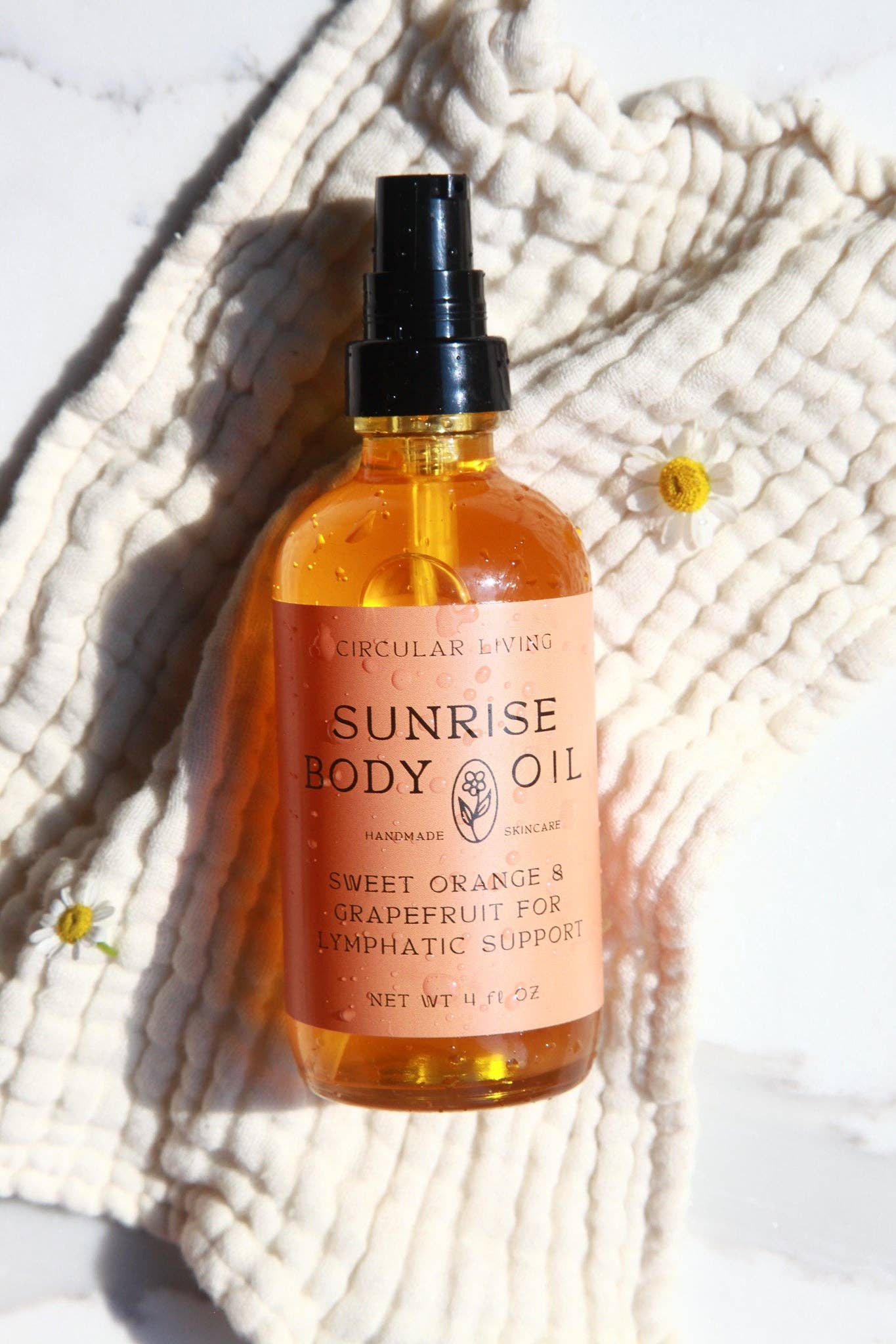 Sunrise Body Oil, Sweet Orange & Grapefruit: Pump Top (Reusable) 4 fl oz