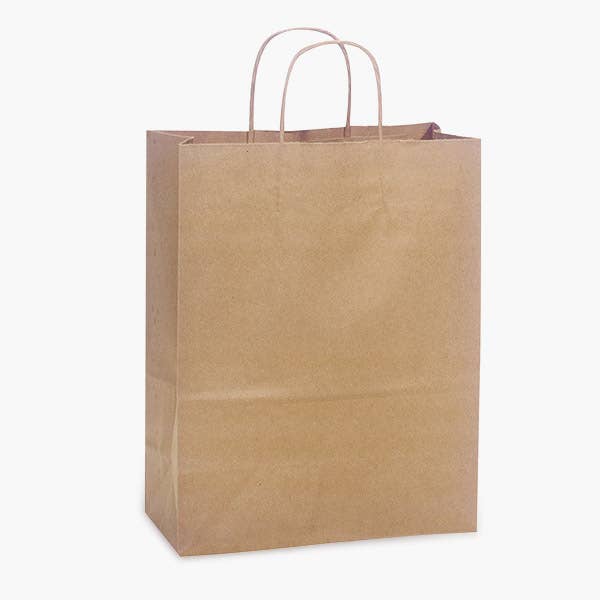 Nashville Wraps - Recycled Brown Kraft Paper Retail Shopping Bags: 300 Pack / Market Flat Handle 12x6.5x14"