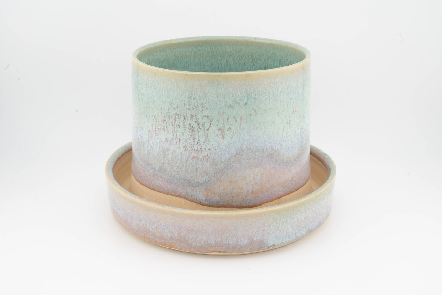 4" x 4" Planter attached base drainage, Handmade Ceramic