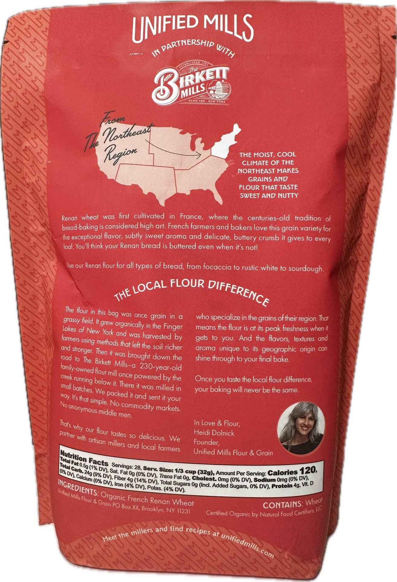 French Renan Bread Flour, Certified Organic (5 lb) - Unified Mills