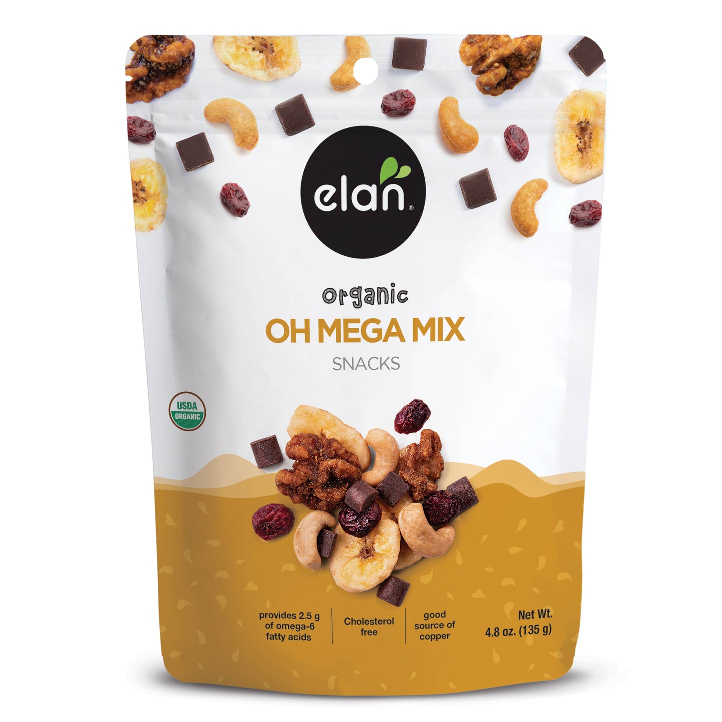 Elan - Elan Organic Oh Mega Mix Nuts, Snacks, Gluten Free (5 oz)
