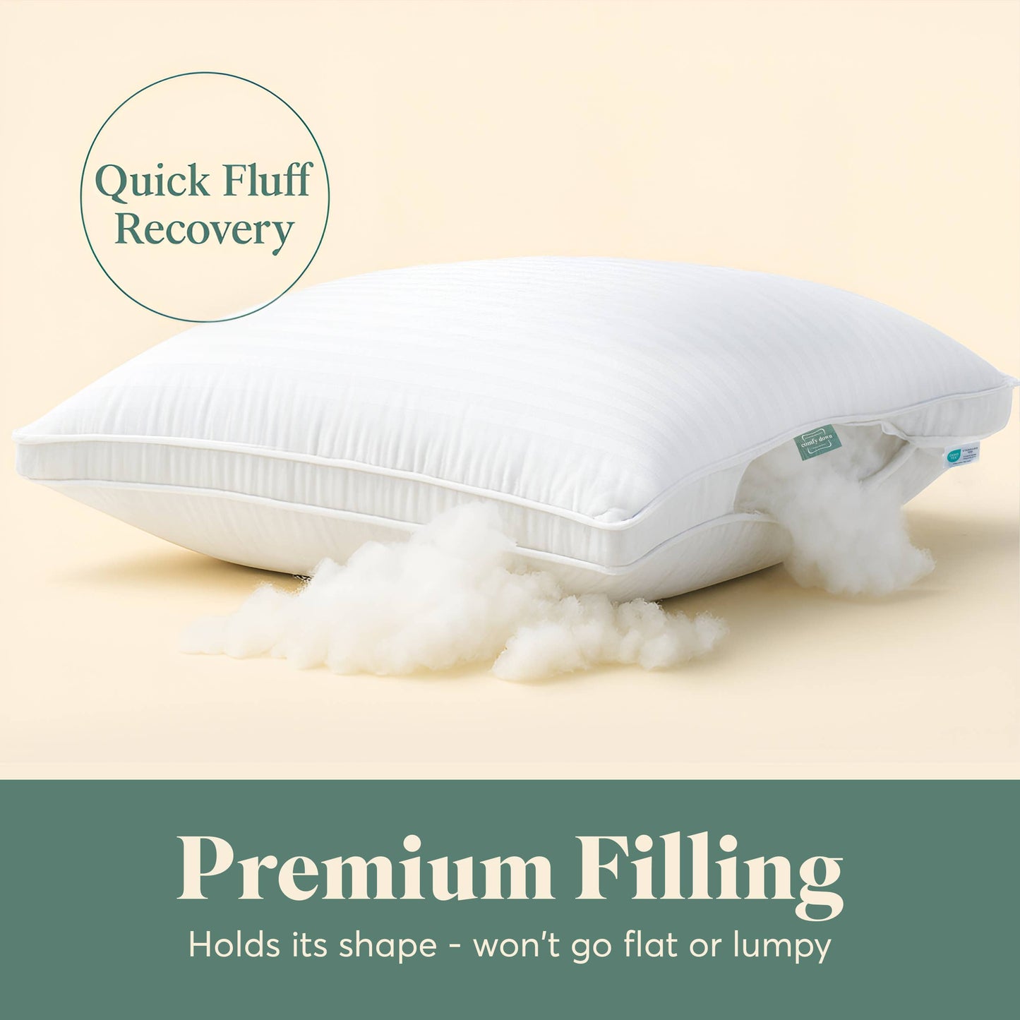 ComfyDown - ComfyDown Down Alternative Pillow for Back & Stomach Sleeper: Standard / Non-Gusset / Pack of 2