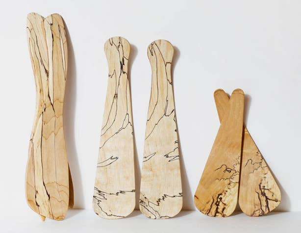 Spalted Maple Wooden Salad Servers (11.5" pair) - Petermans Boards and Bowls