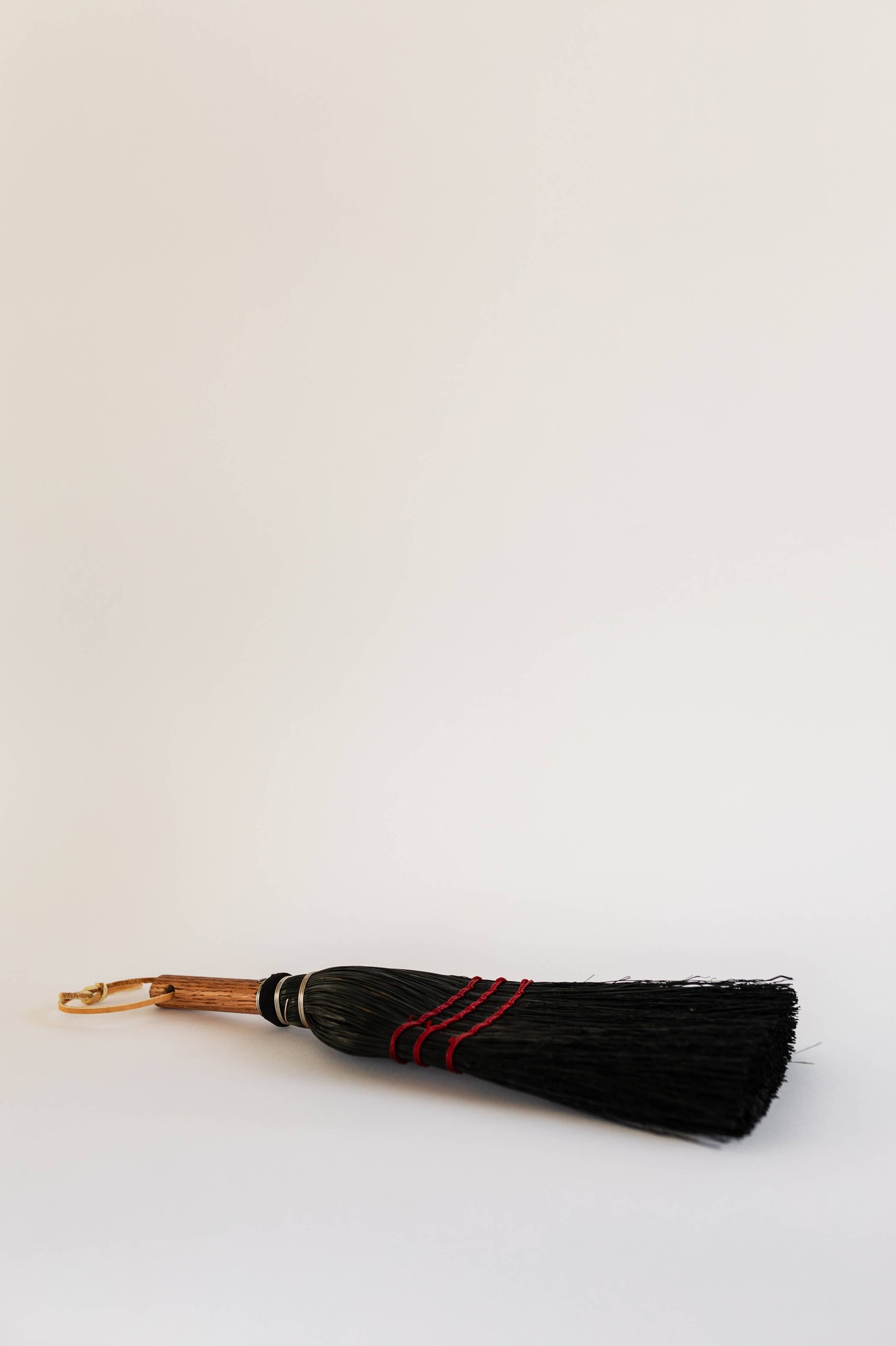 Handmade Amish Black Hand Broom | Oak & Natural Straw