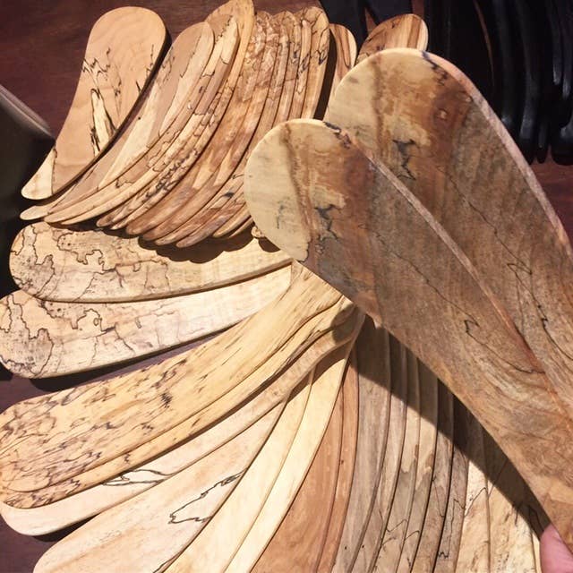Spalted Maple Wooden Salad Servers (11.5" pair) - Petermans Boards and Bowls