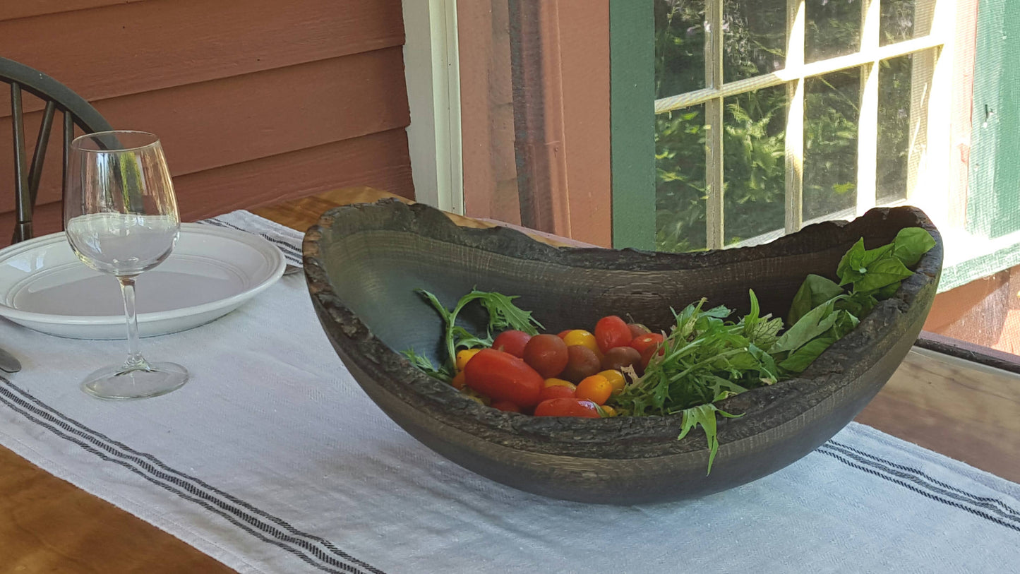 18" EBONIZED OAK OVAL BOWL