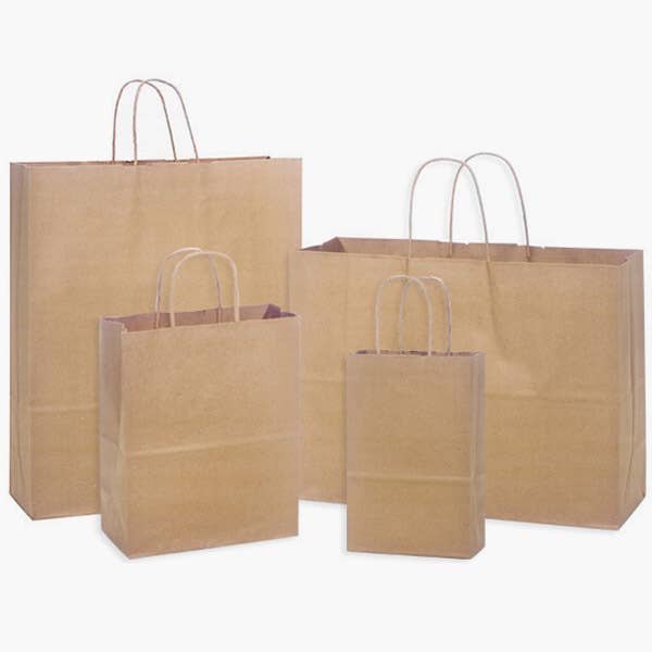 Nashville Wraps - Recycled Brown Kraft Paper Retail Shopping Bags: 300 Pack / Market Flat Handle 12x6.5x14"
