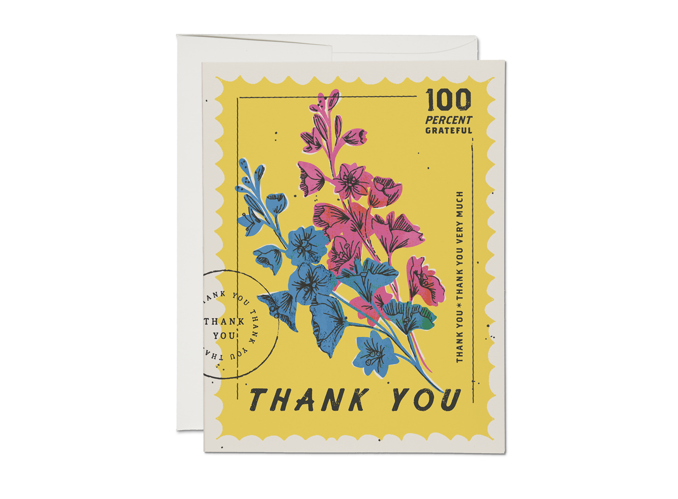 100 Percent thank you greeting card Red Cap Cards