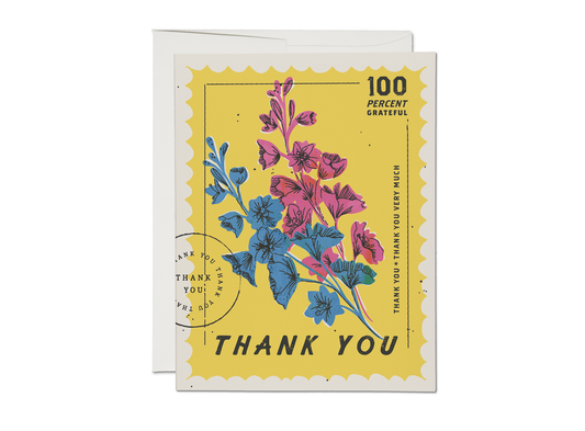 100 Percent thank you greeting card Red Cap Cards