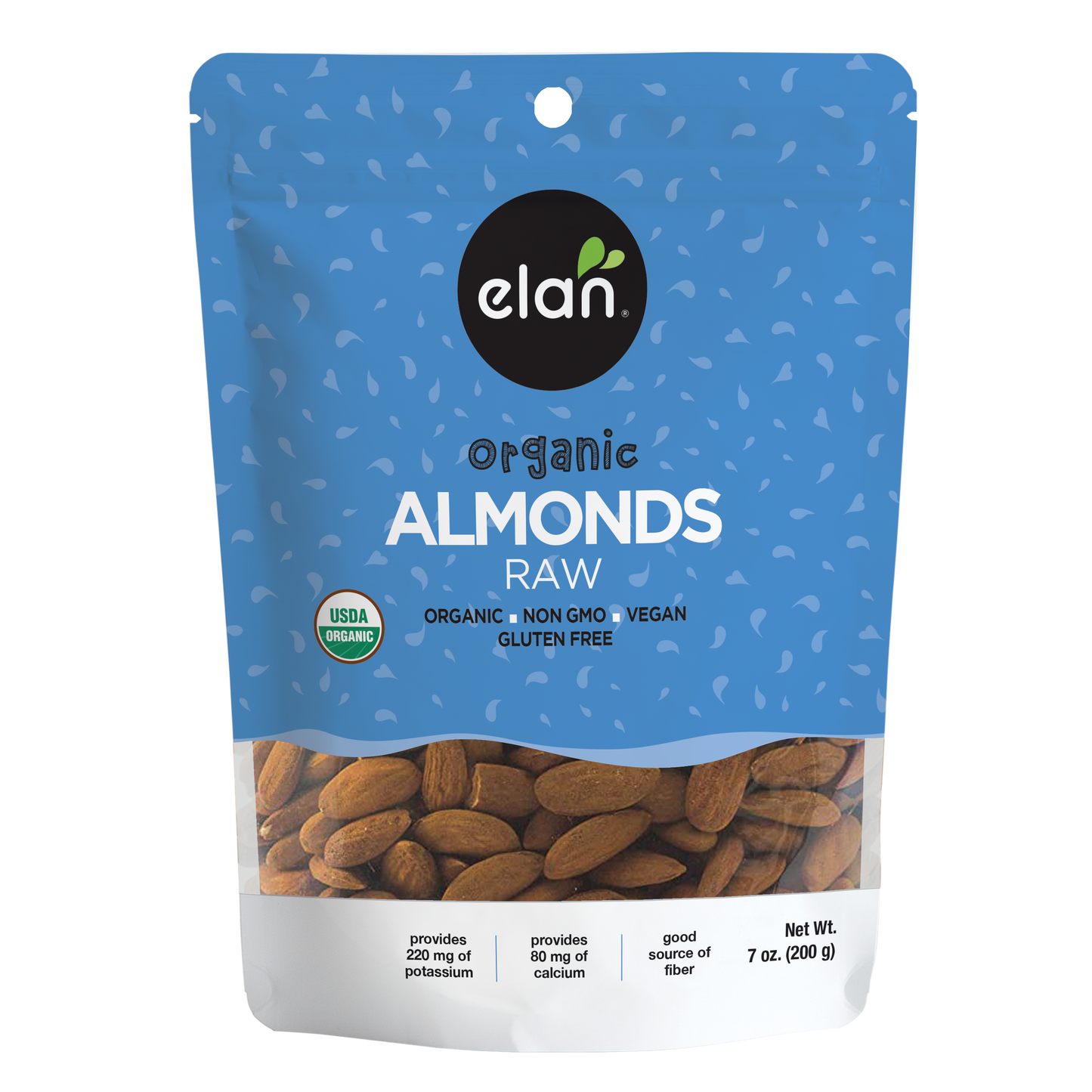 Elan - Elan Organic Raw Almonds, Nuts, Snacks, Gluten Free (7 oz)