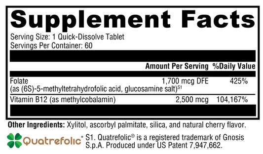 5-MTHF Plus B12 - Cherry (60 qd tabs)
