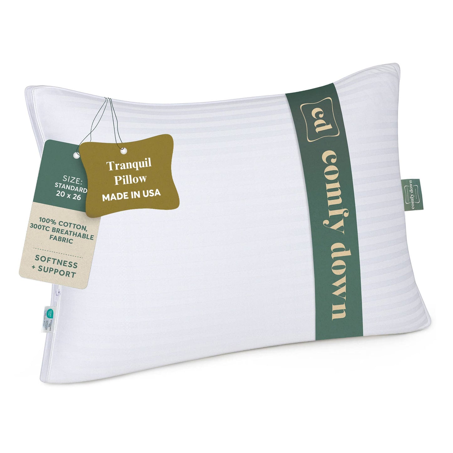 ComfyDown - ComfyDown Down Alternative Pillow for Back & Stomach Sleeper: Standard / Non-Gusset / Pack of 2