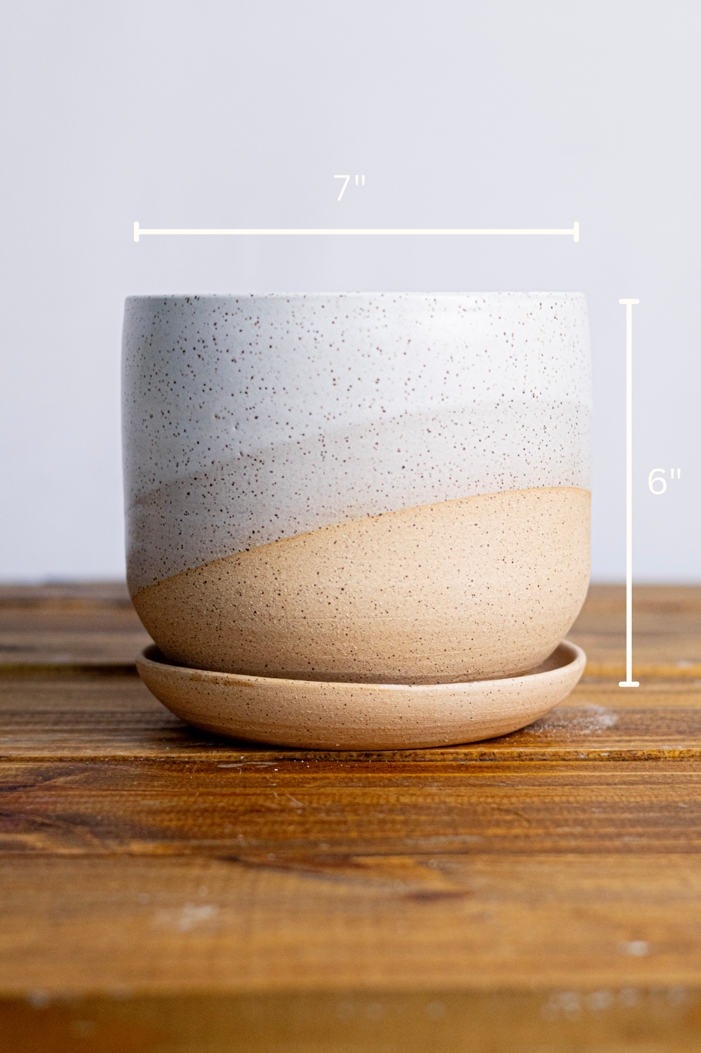 Handmade Ceramic Planter with Saucer – Wide Bottom