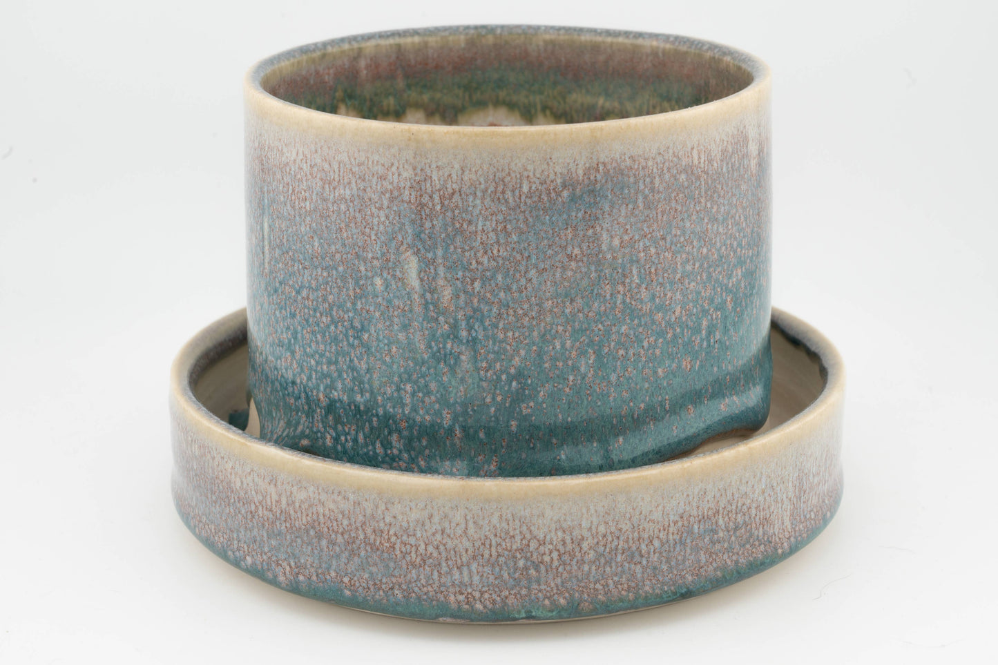 4" x 4" Planter attached base drainage, Handmade Ceramic