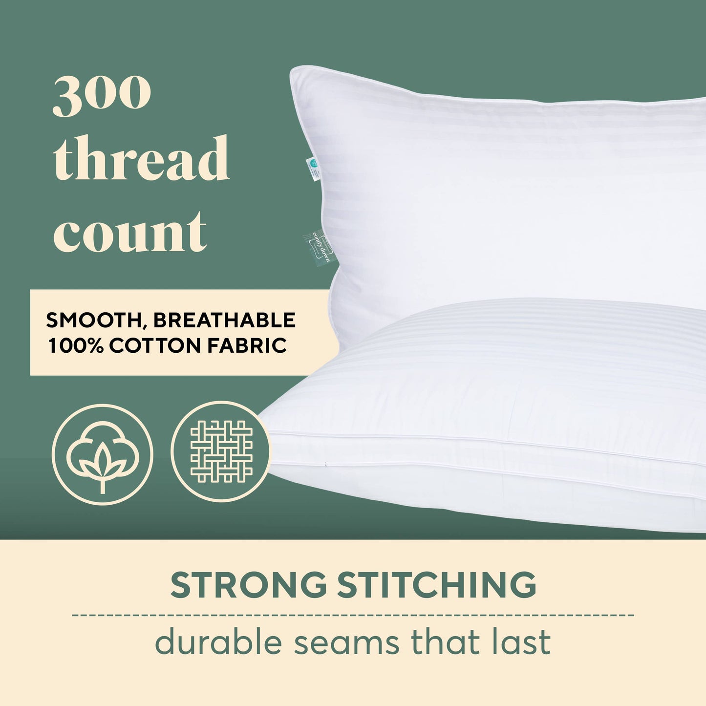 ComfyDown - ComfyDown Down Alternative Pillow for Back & Stomach Sleeper: Standard / Non-Gusset / Pack of 2