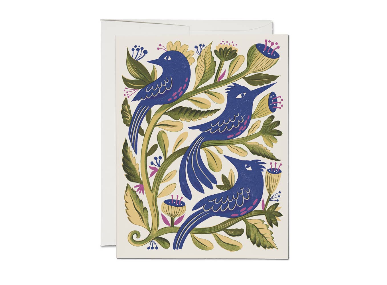 Purple Birds everyday greeting card Red Cap Cards