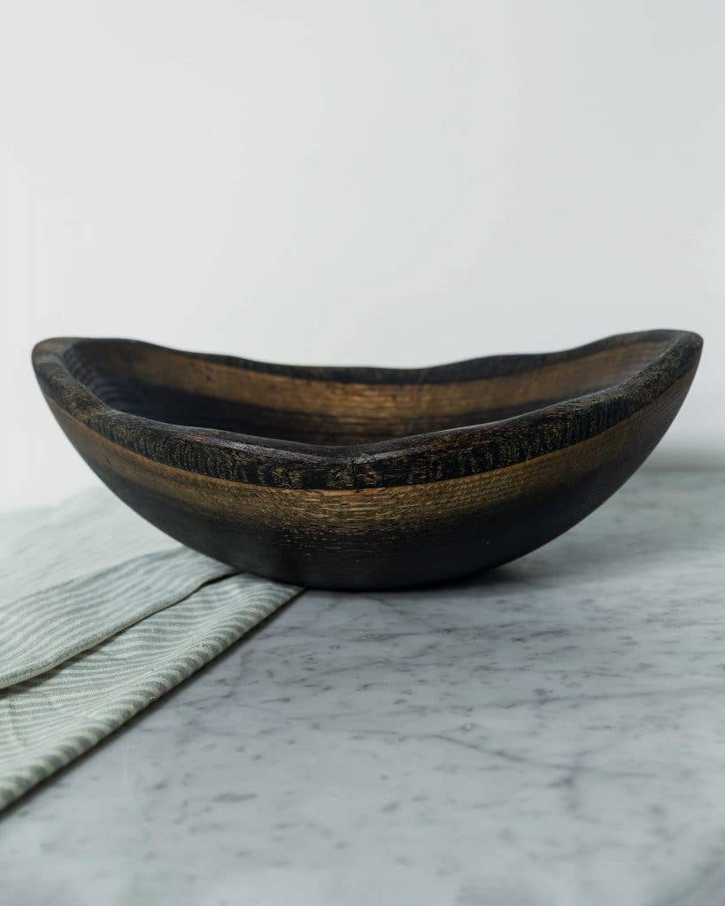 18" EBONIZED OAK OVAL BOWL