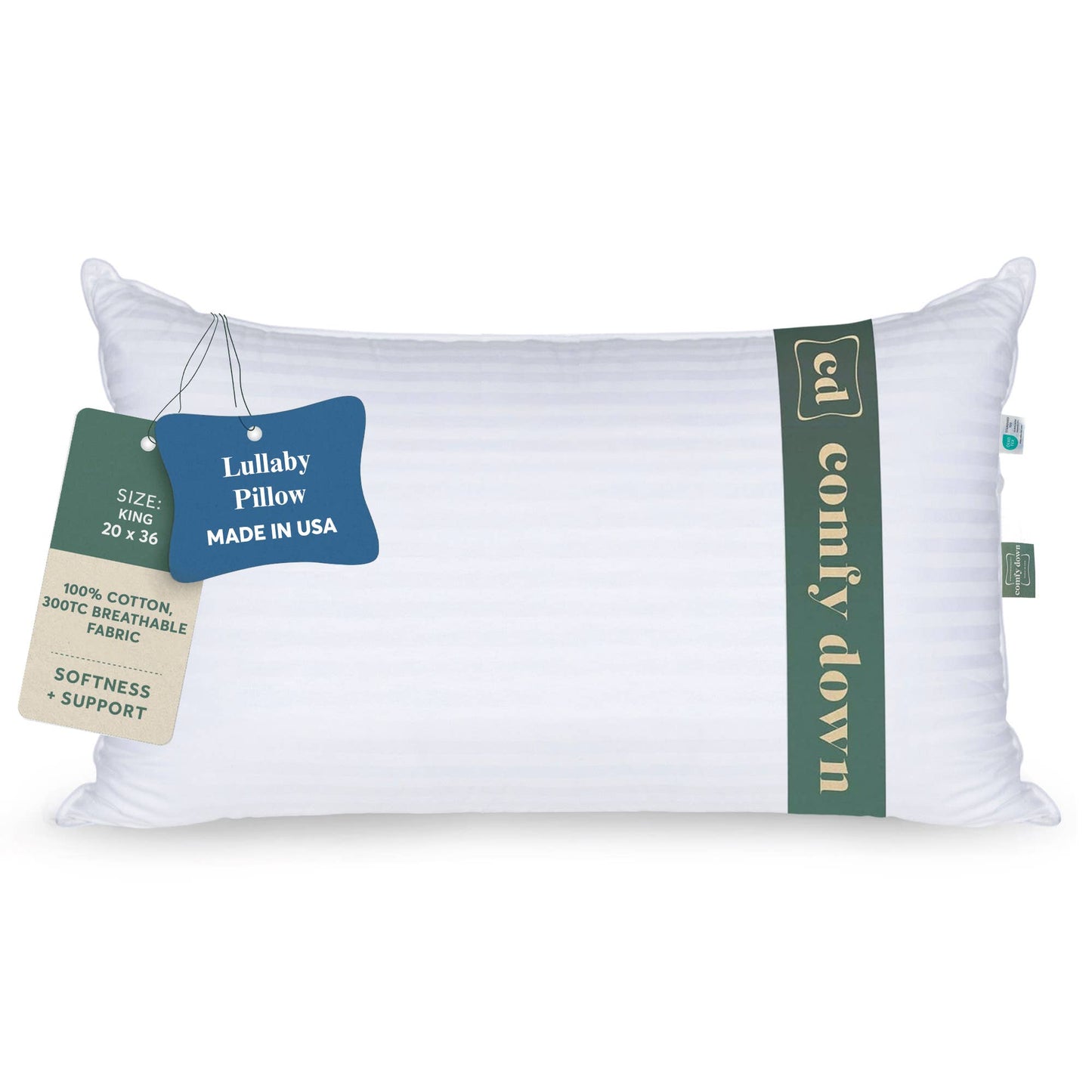 ComfyDown - ComfyDown Down Alternative Pillow for Back & Stomach Sleeper: Standard / Non-Gusset / Pack of 2