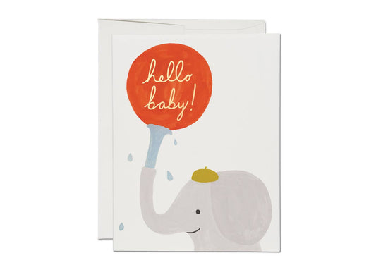 Little Elephant baby greeting card Red Cap Cards