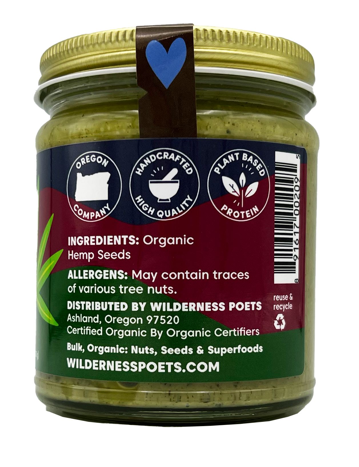 Hemp Seed Butter, Raw - Organic (8 oz)