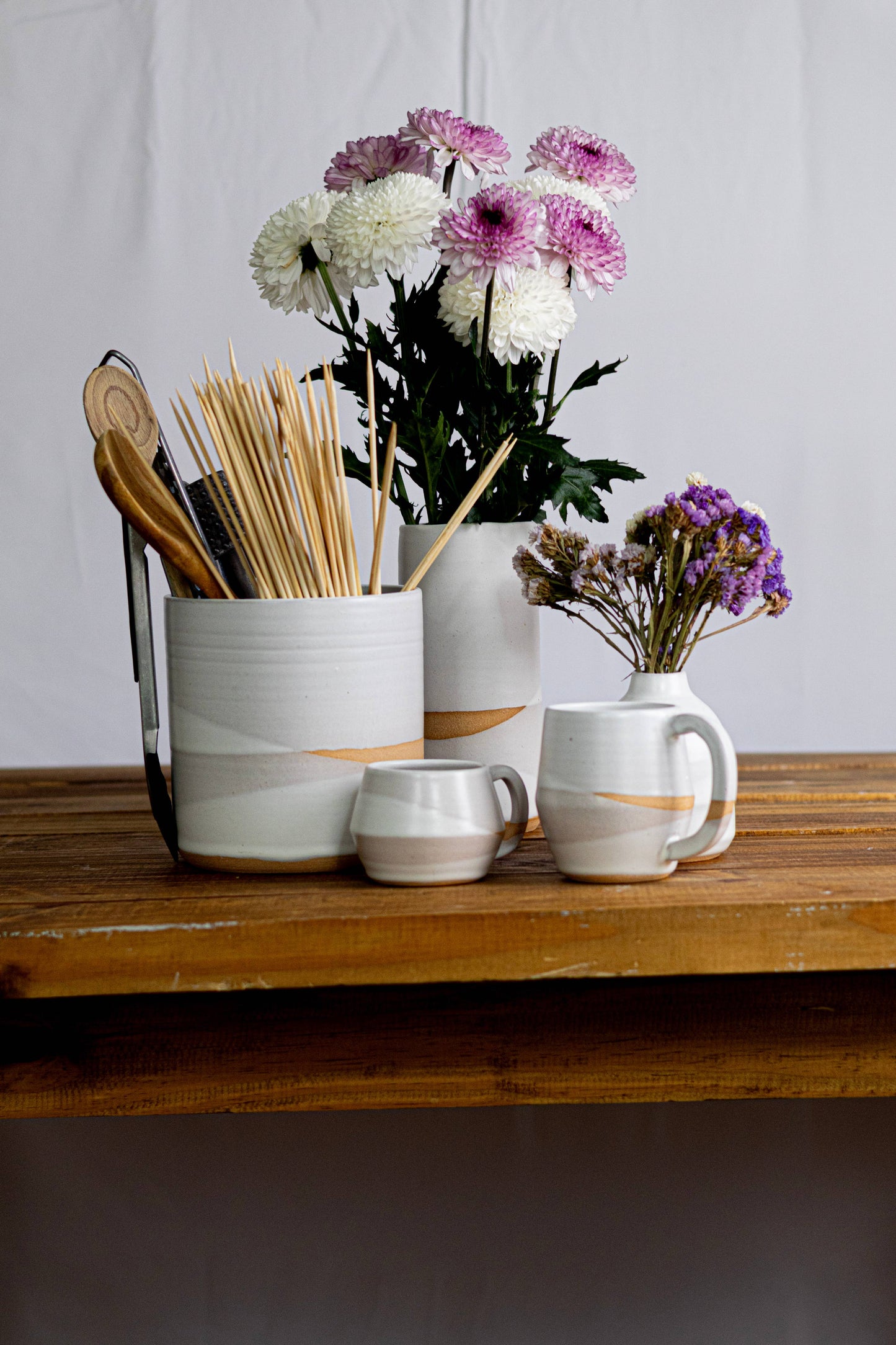 Handmade Criss-Cross Utensil Holder – Ceramic Crock