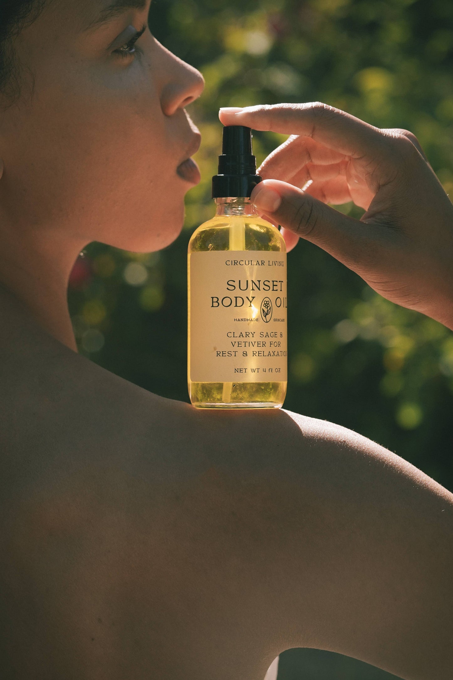 Sunset Body Oil, Clary Sage & Vetiver: Pump Top (Reusable) 4 fl oz