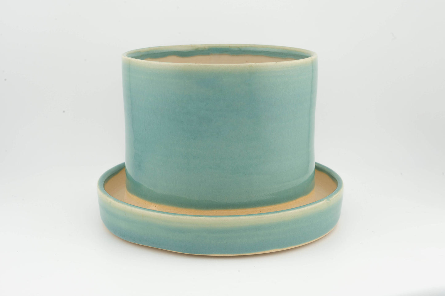 4" x 4" Planter attached base drainage, Handmade Ceramic
